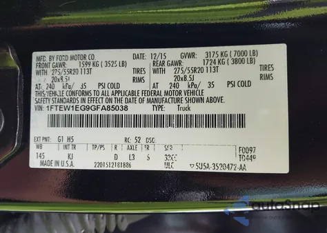 2016 Ford F-150 King Ranch from USA, damaged, VIN 1FTEW1EG9GFA85038